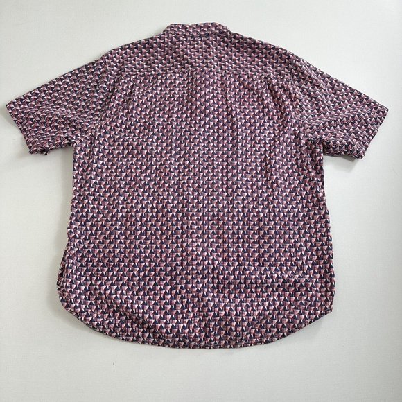 Tommy Bahama Camp Shirt Pacific Geos Java Red White Blue Triangle Silk‎ Large - Picture 2 of 8